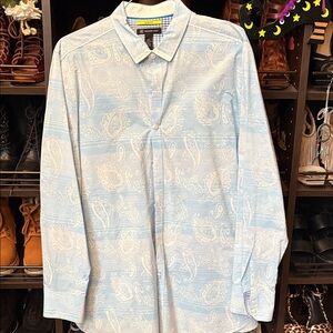 Alfani Light Blue Paisley Button-Down Shirt
